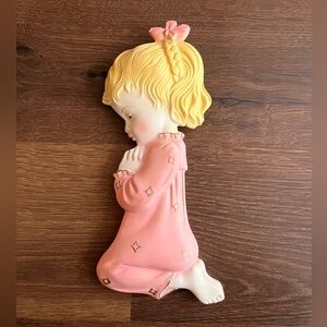 Vintage 90s Pink Praying Child Wall Decor ✨🙏